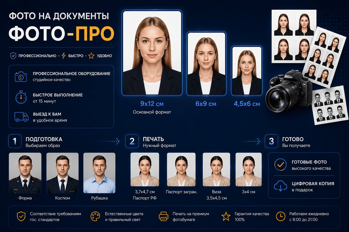 Готовые фотографии на документы — форматы и качество печати